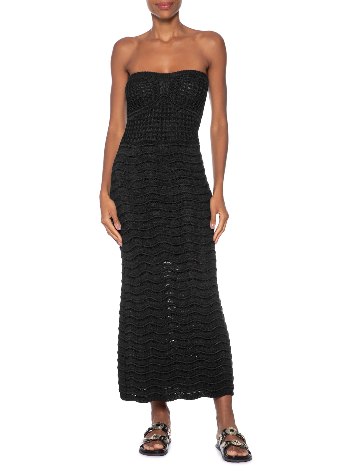 Vestido Tomara Que Caia Tricot Preto Market 33