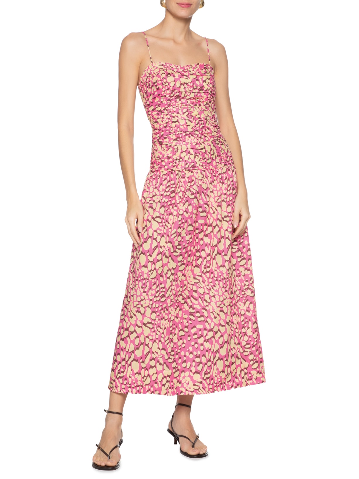 Vestido Top Franzido Onça Aurora Animal Print Animale