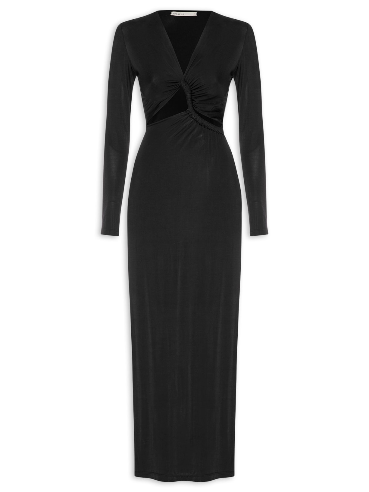 Vestido Torcido Frente Jersey - Preto