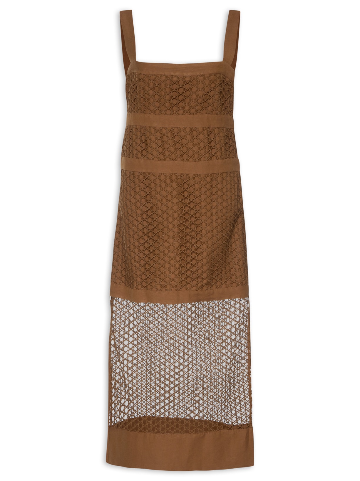 Vestido Trama Círculos - Marrom