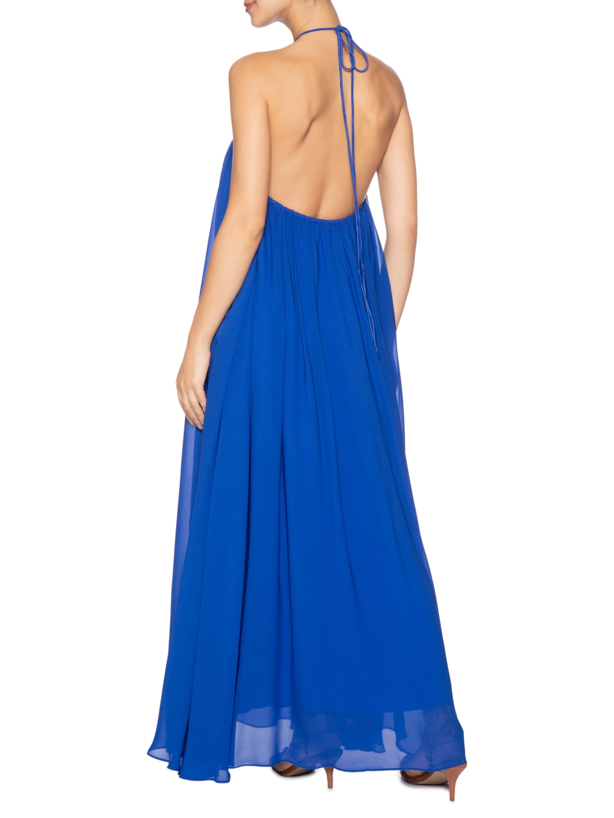 Vestido Transparência Longo Azul Farm