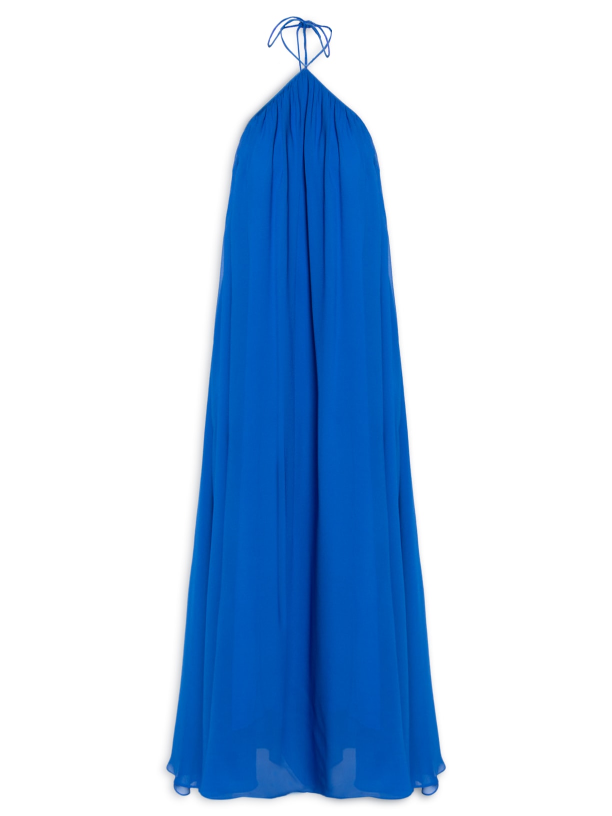 Vestido Transparência Longo - Azul