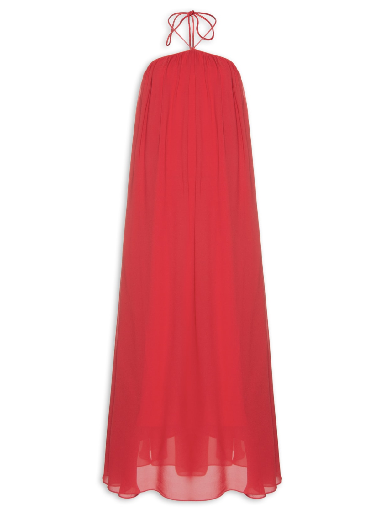 Vestido Transparência Longo - Vermelho