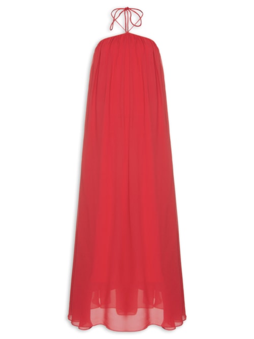 Vestido Transparência Longo - Vermelho
