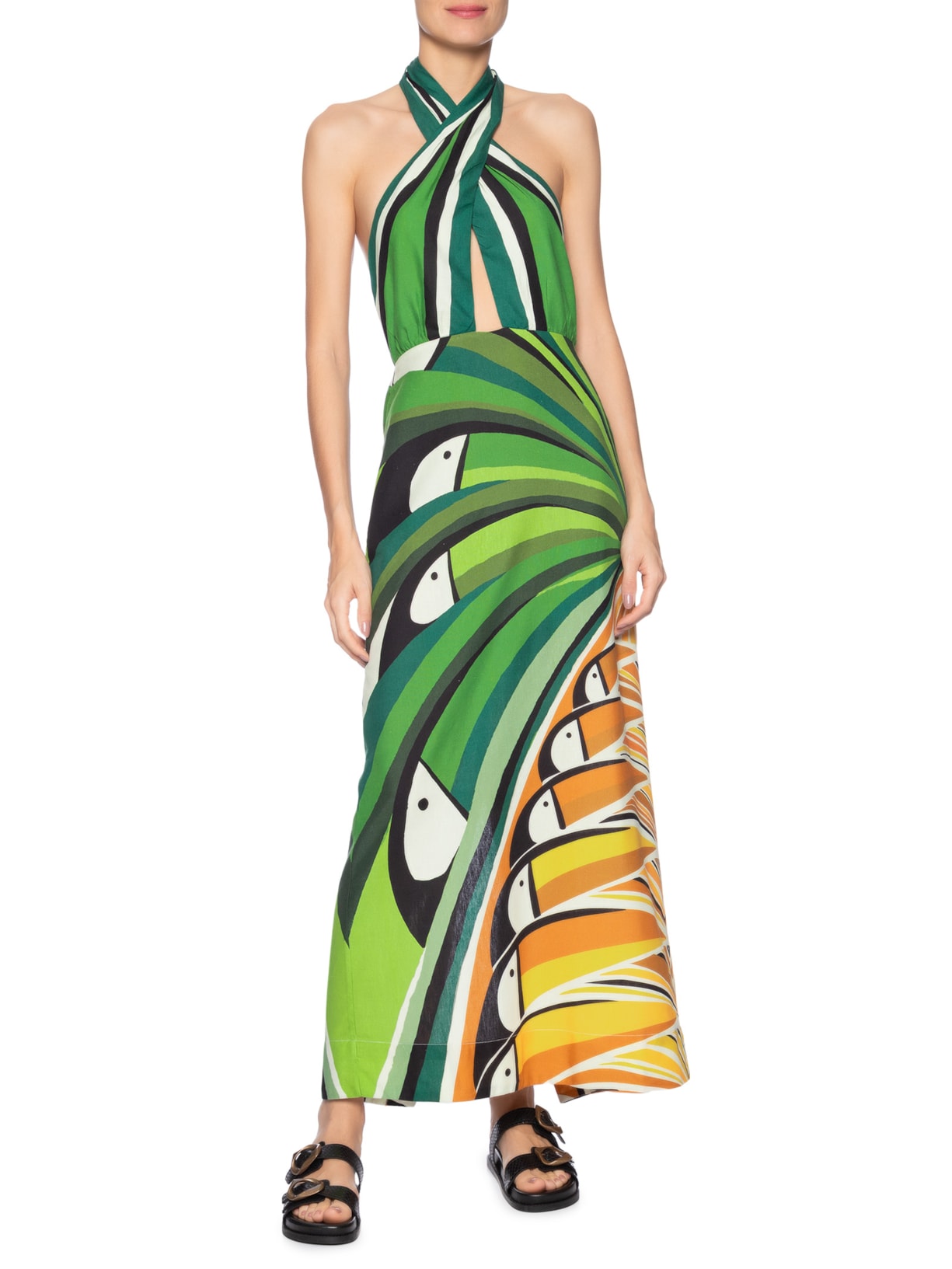 Vestido Transpassado Árvore De Tucano Verde Farm