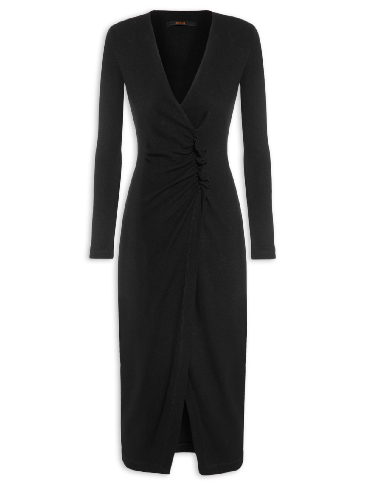 Vestido Transpassado Lateral Deslocada - Preto