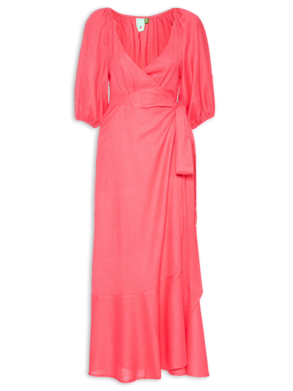 Vestido Transpasse Babado - Rosa