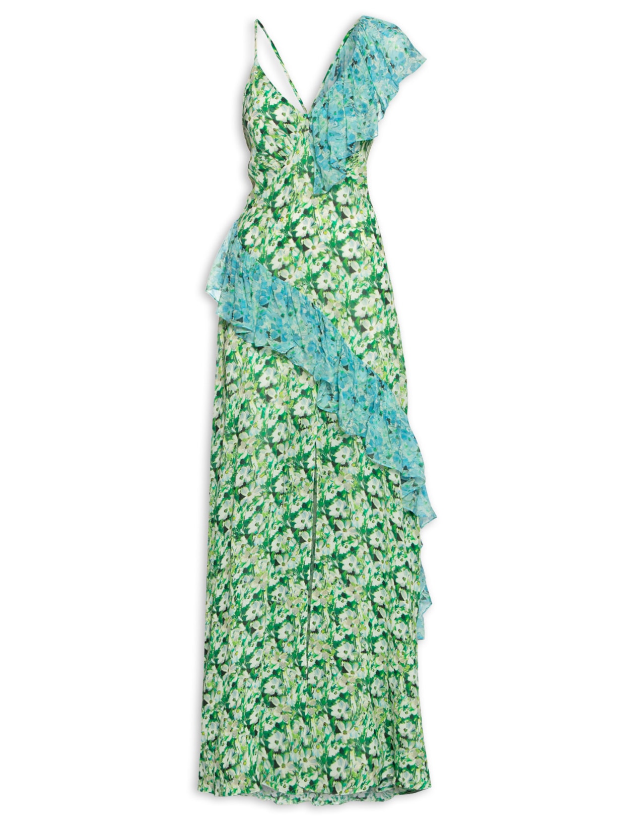 Vestido Transpasse Floral Cura Aquarius - Verde