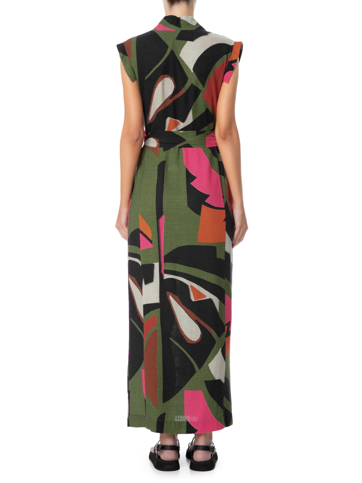 Vestido Transpasse Folhagem Verde Osklen