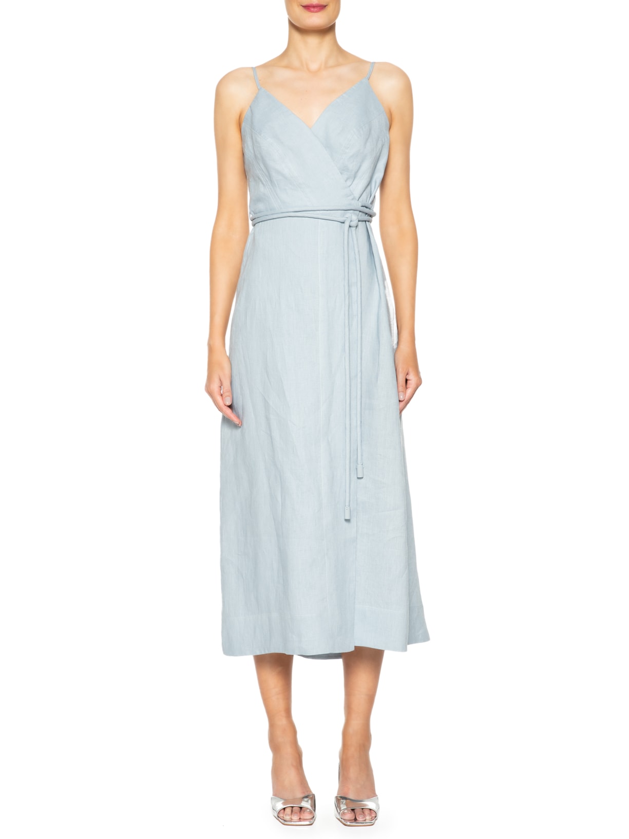 Vestido Transpasse Linho Azul Animale