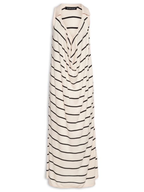Vestido Trico Listrado - Off White