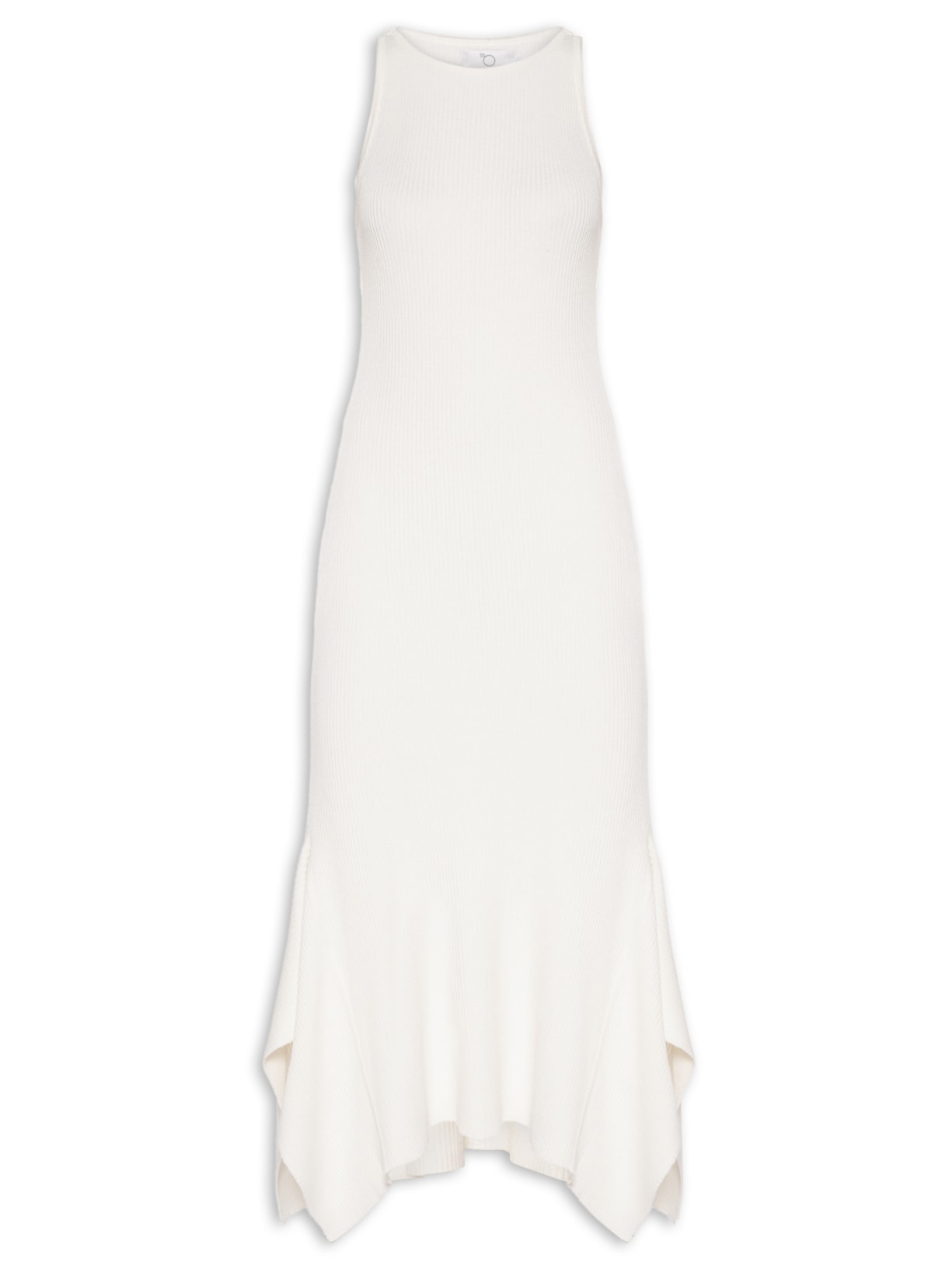 Vestido Tricô Longo Sem Manga Off White Bo