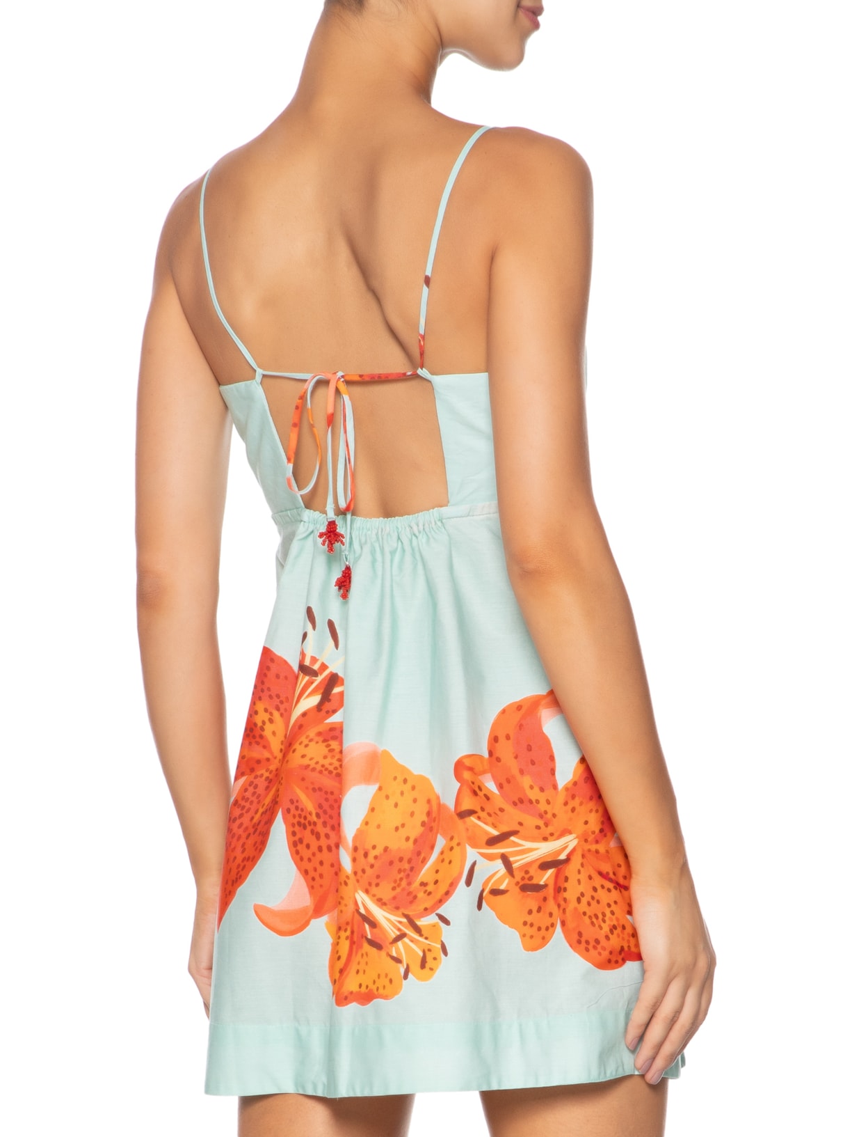 Vestido Tricoline Estampa Lírios Azul Dress To