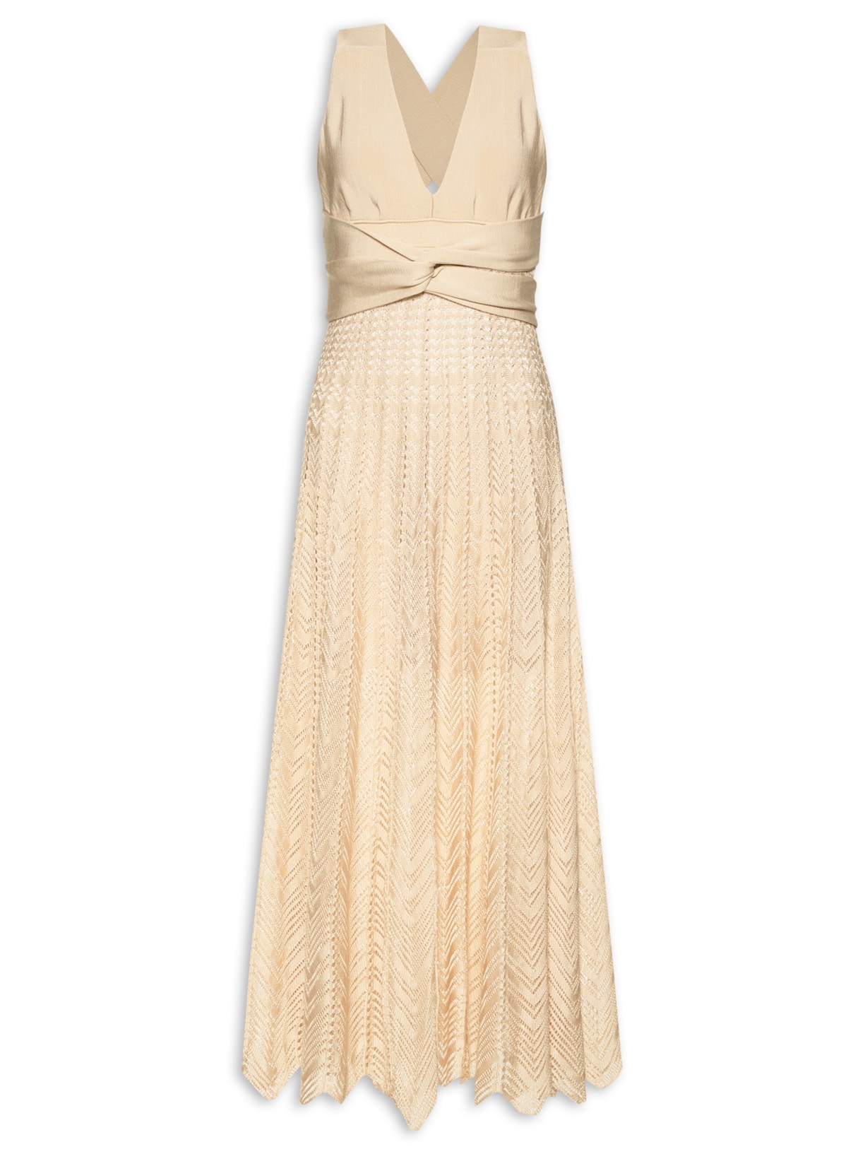 Vestido Tricot Amarrações Bege Maria Filó