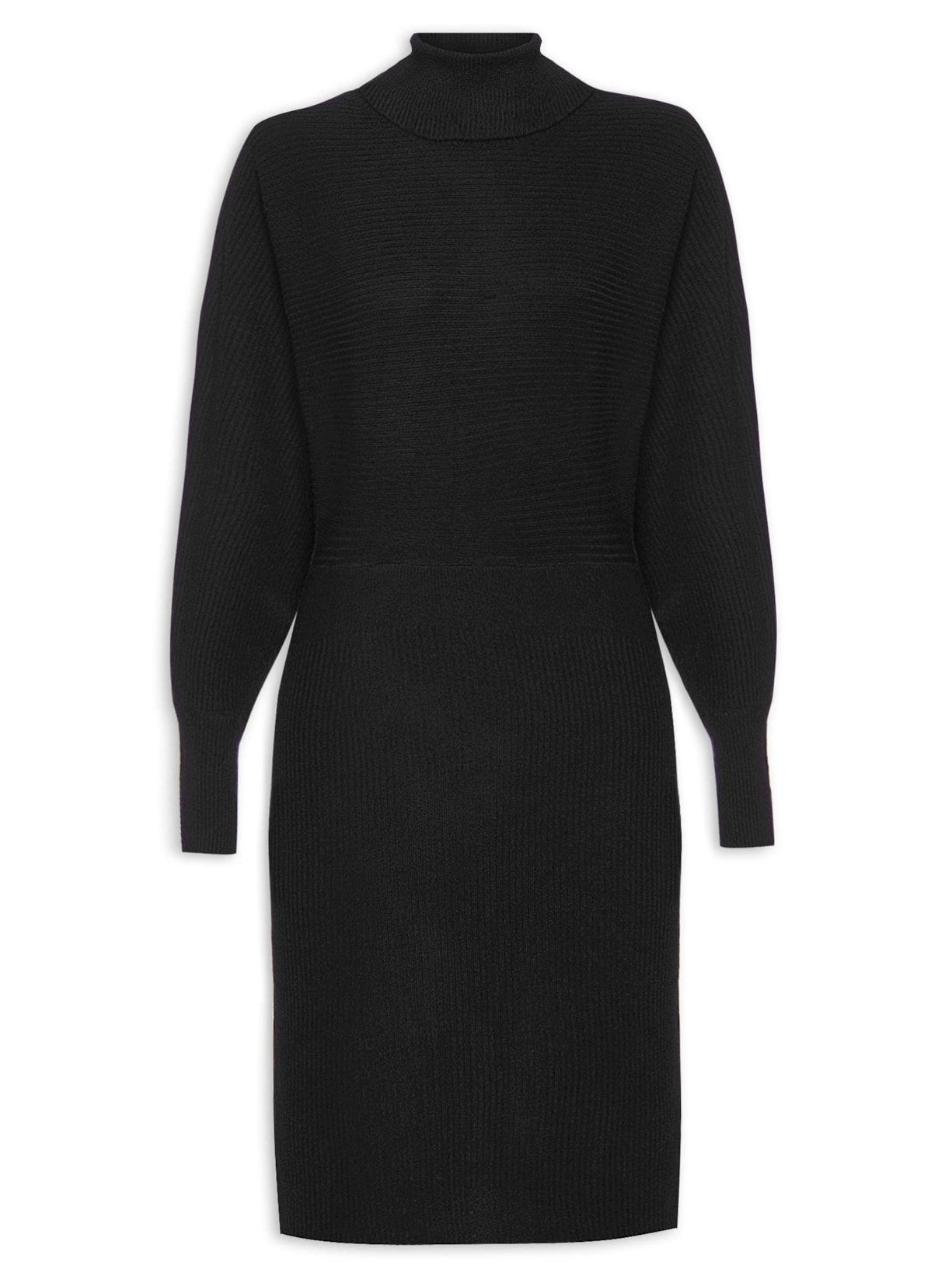 Vestido Tricot Bluse Curto - Preto