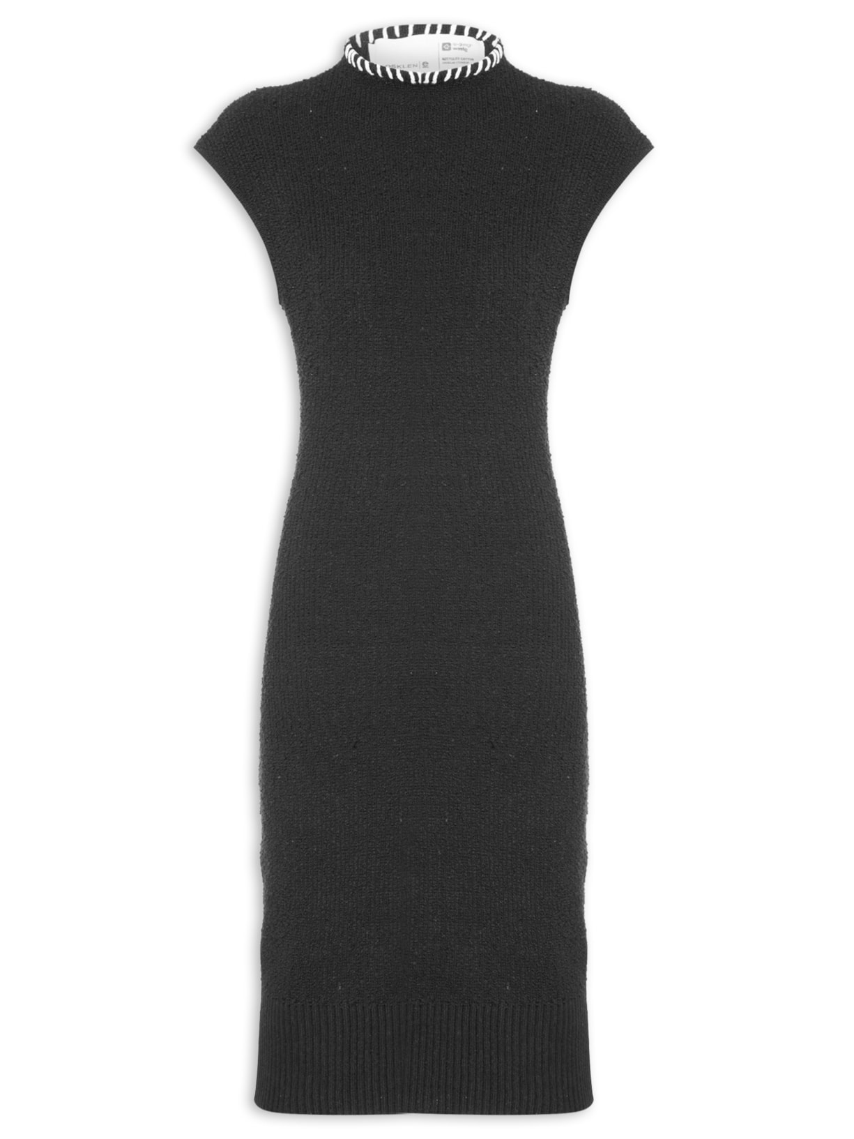 Vestido Tricot Bouclet Pespontos - Preto