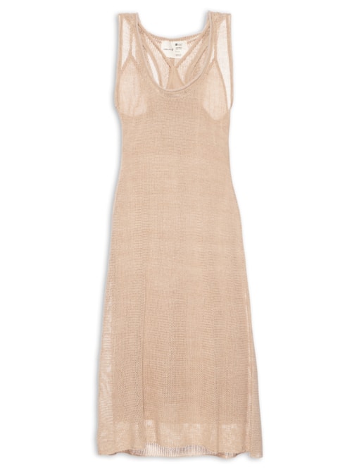 Vestido Tricot Capuz Cortiça - Bege