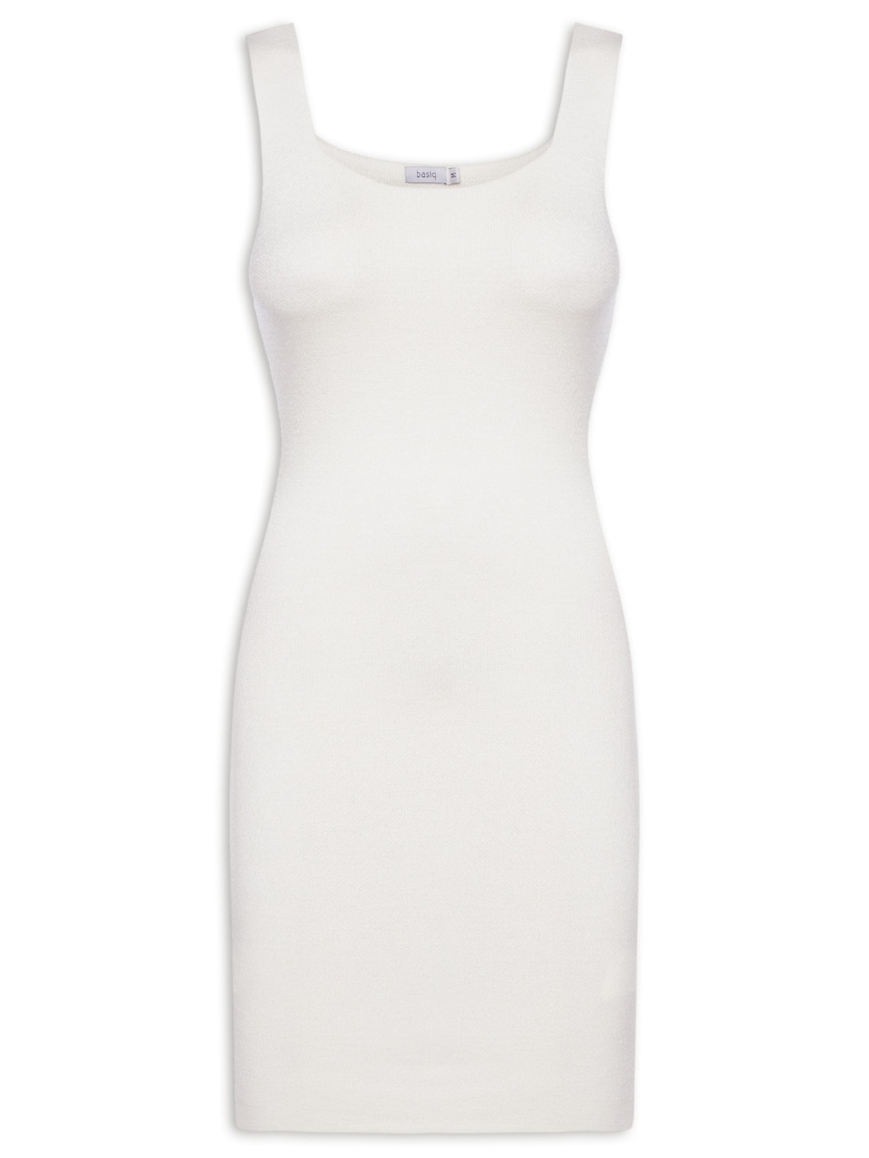 Vestido Tricot Decote Quadrado - Off White