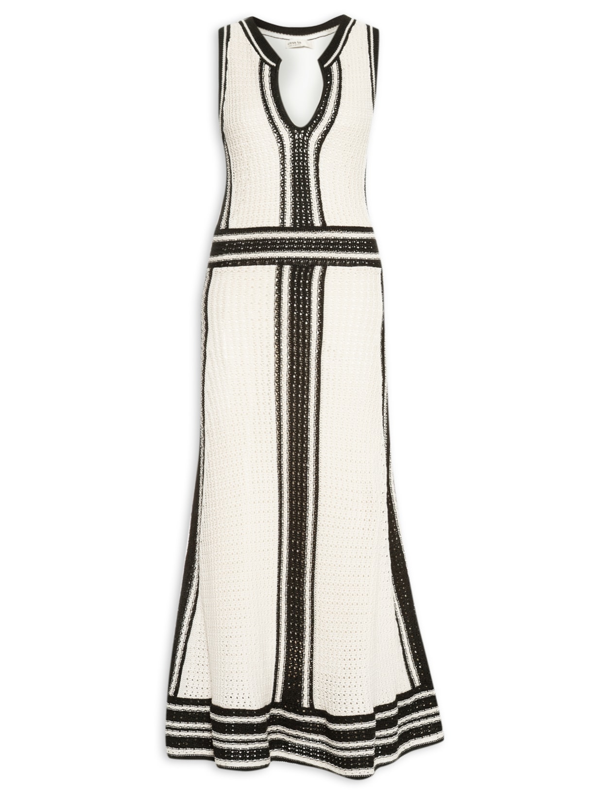 Vestido Tricot Detalhe Listras - Branco