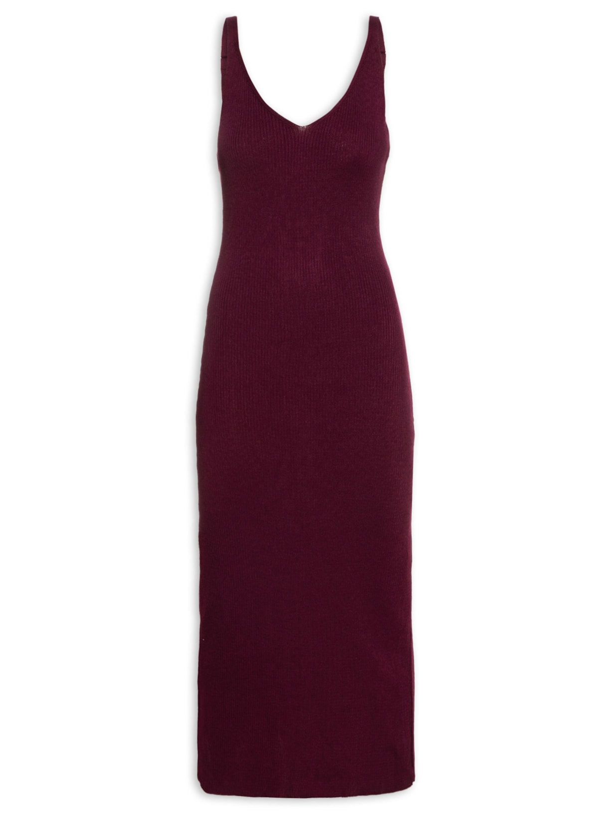 Vestido Tricot Fenda - Vermelho