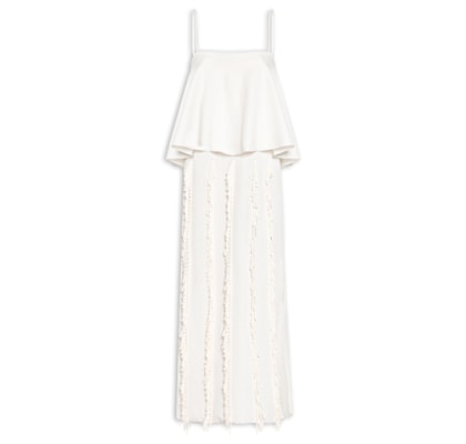 Vestido Tricot Franja Cipó - Off White
