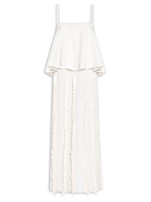 Vestido Tricot Franja Cipó - Off White