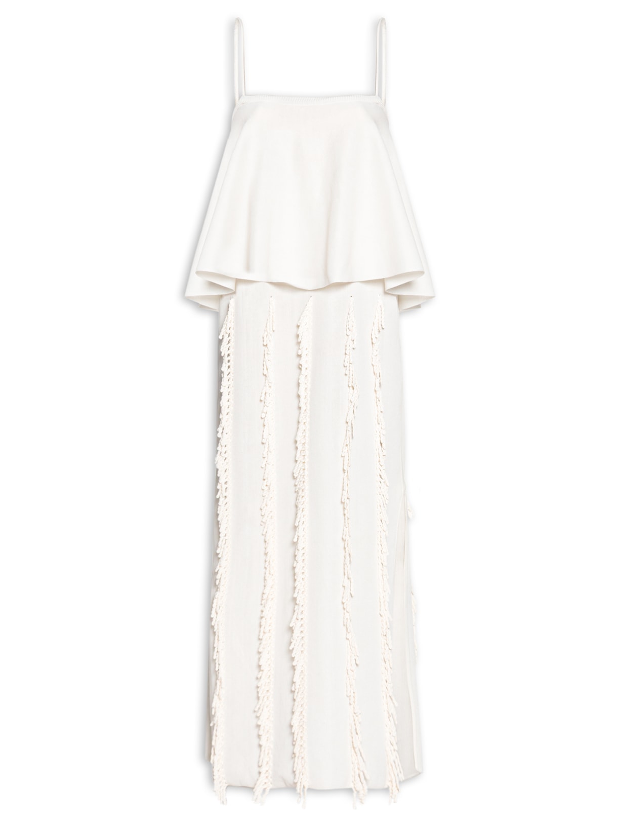 Vestido Tricot Franja Cipó Off White Coven