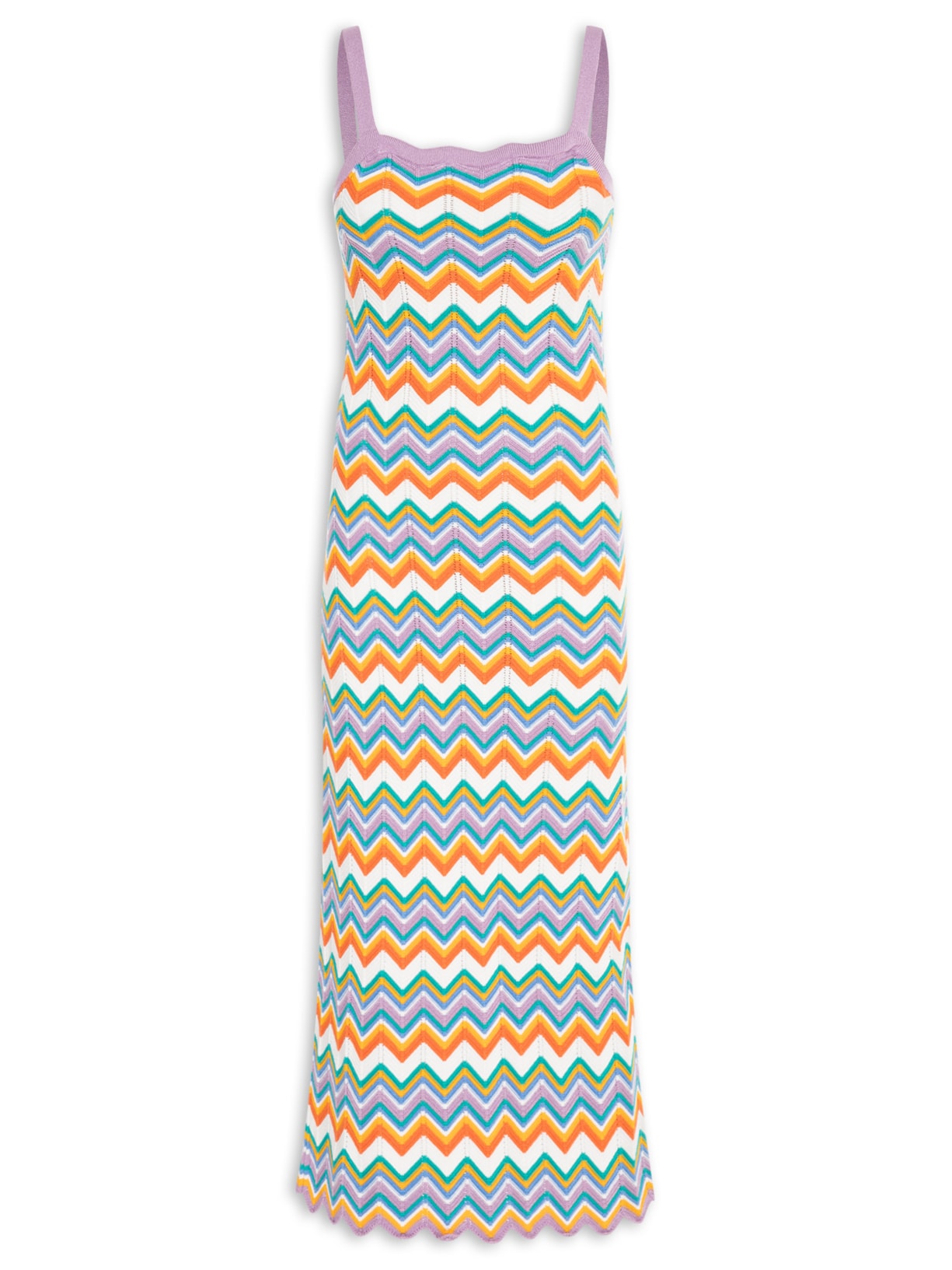 Vestido Tricot Jacquard Zig Zag - Roxo