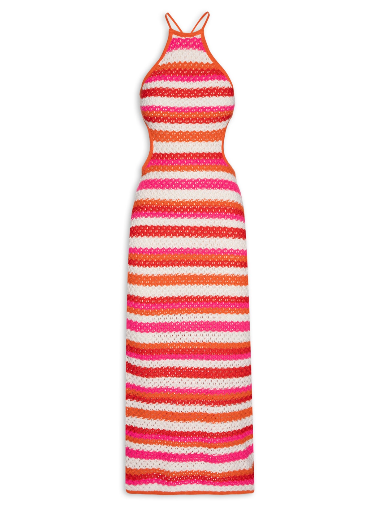 Vestido Tricot Listrado - Rosa