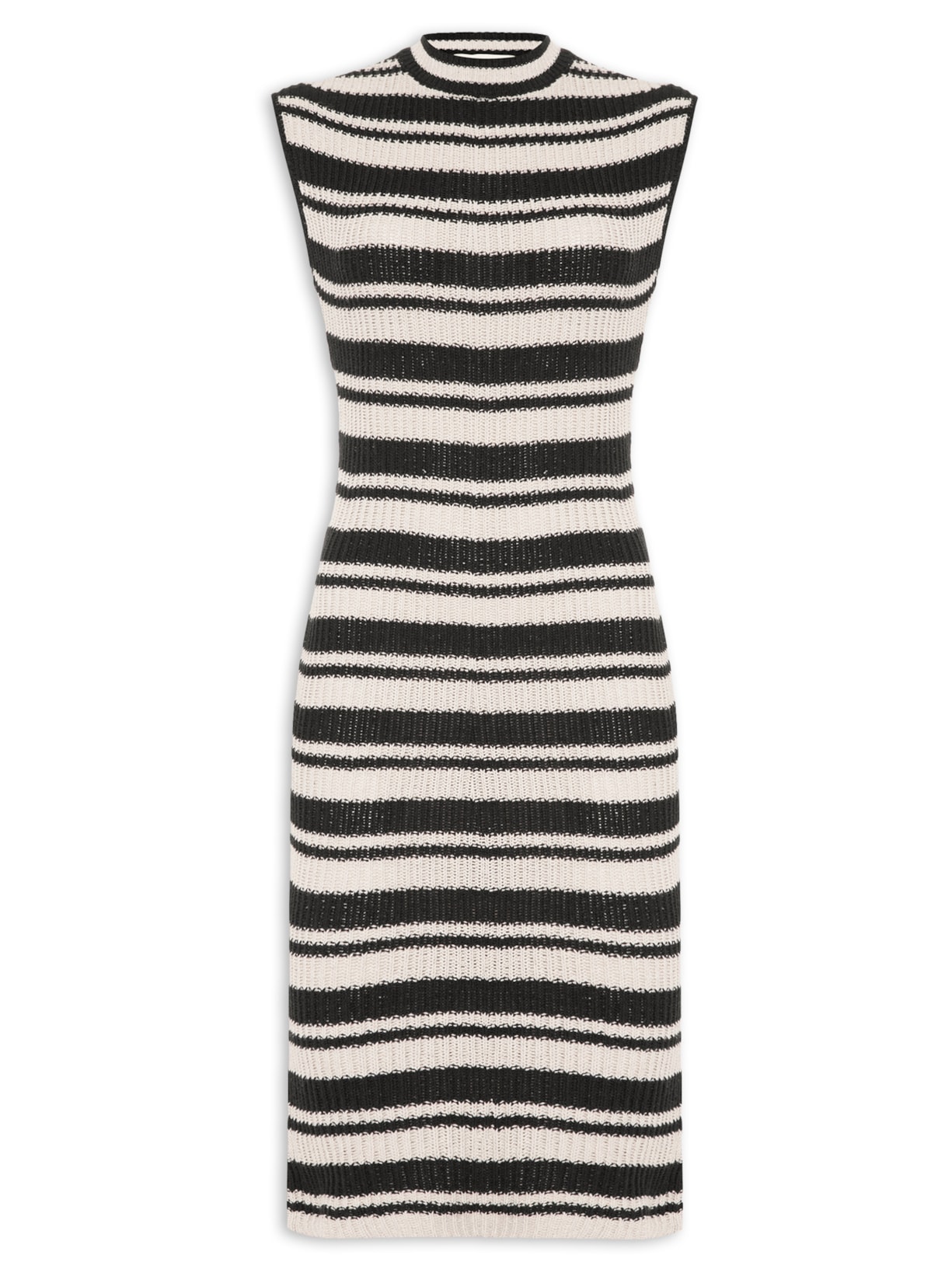 Vestido Tricot Listras - Preto