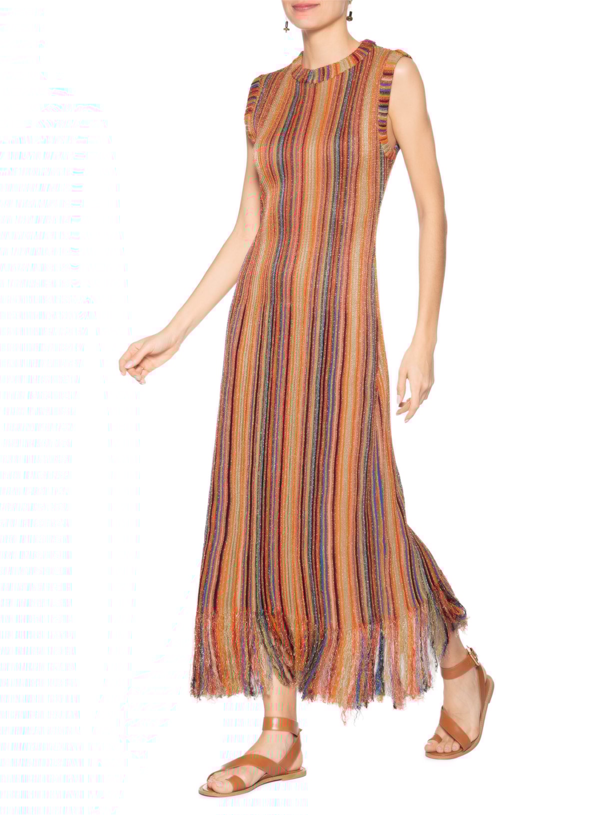 Vestido Tricot Longo Nervuras Vermelho Osklen