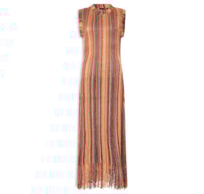 Vestido Tricot Longo Nervuras - Vermelho