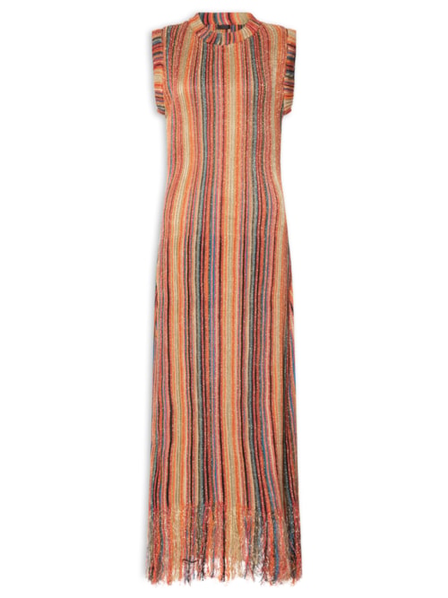 Vestido Tricot Longo Nervuras - Vermelho