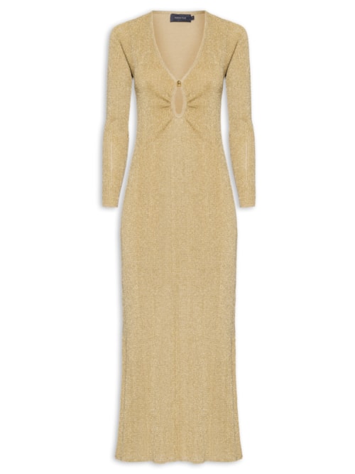 Vestido Tricot Lurex Argola - Dourado