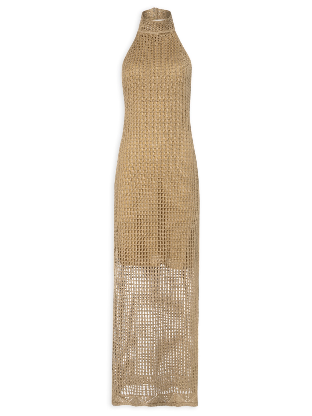 Vestido Tricot Lurex Gola - Dourado