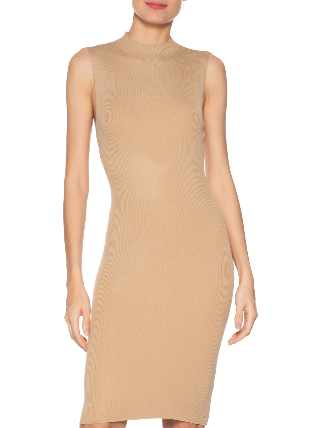 Vestido Tricot Midi Bege  Basiq