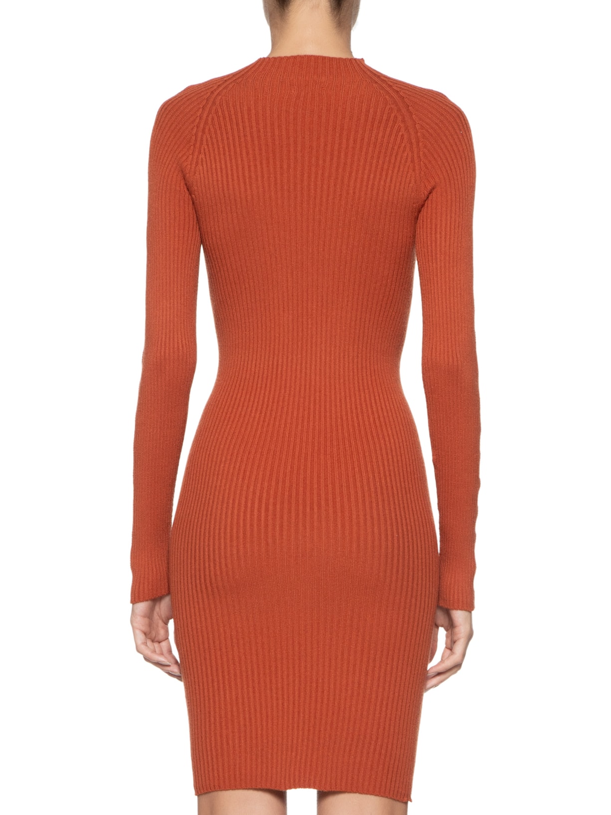 Vestido Tricot Midi Com Abertura No Ombro Laranja Basiq