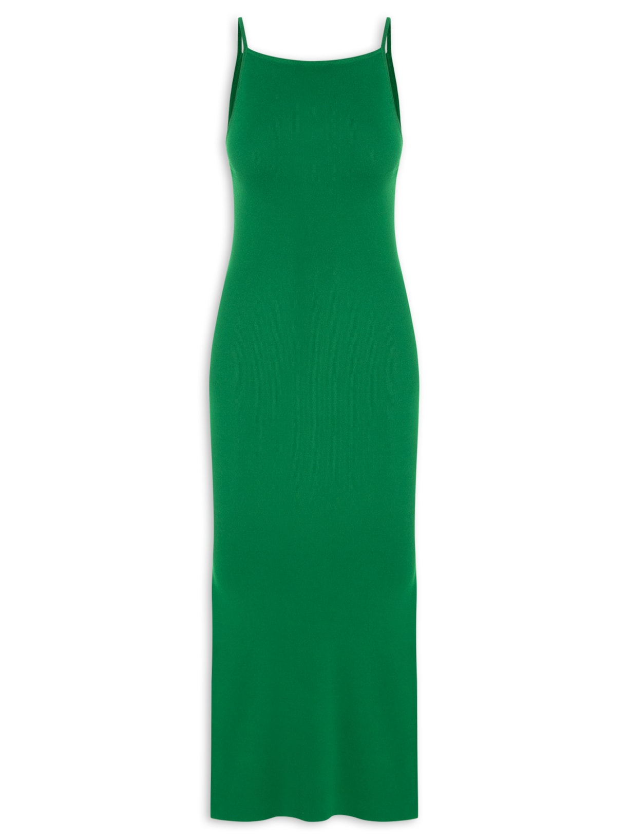 Vestido Tricot Midi Decote Quadrado Verde Animale