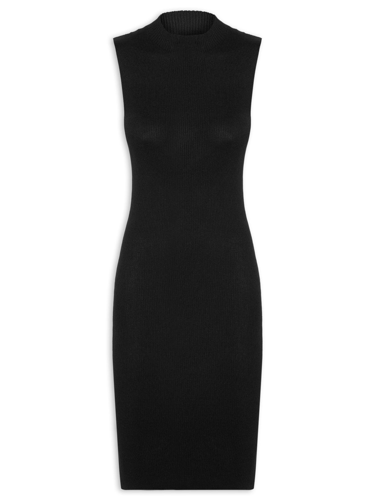 Vestido Tricot Midi Preto Basiq