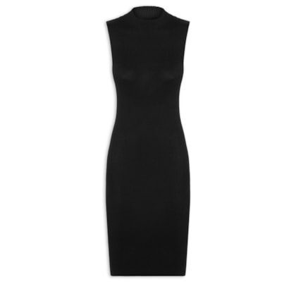Vestido Tricot Midi - Preto
