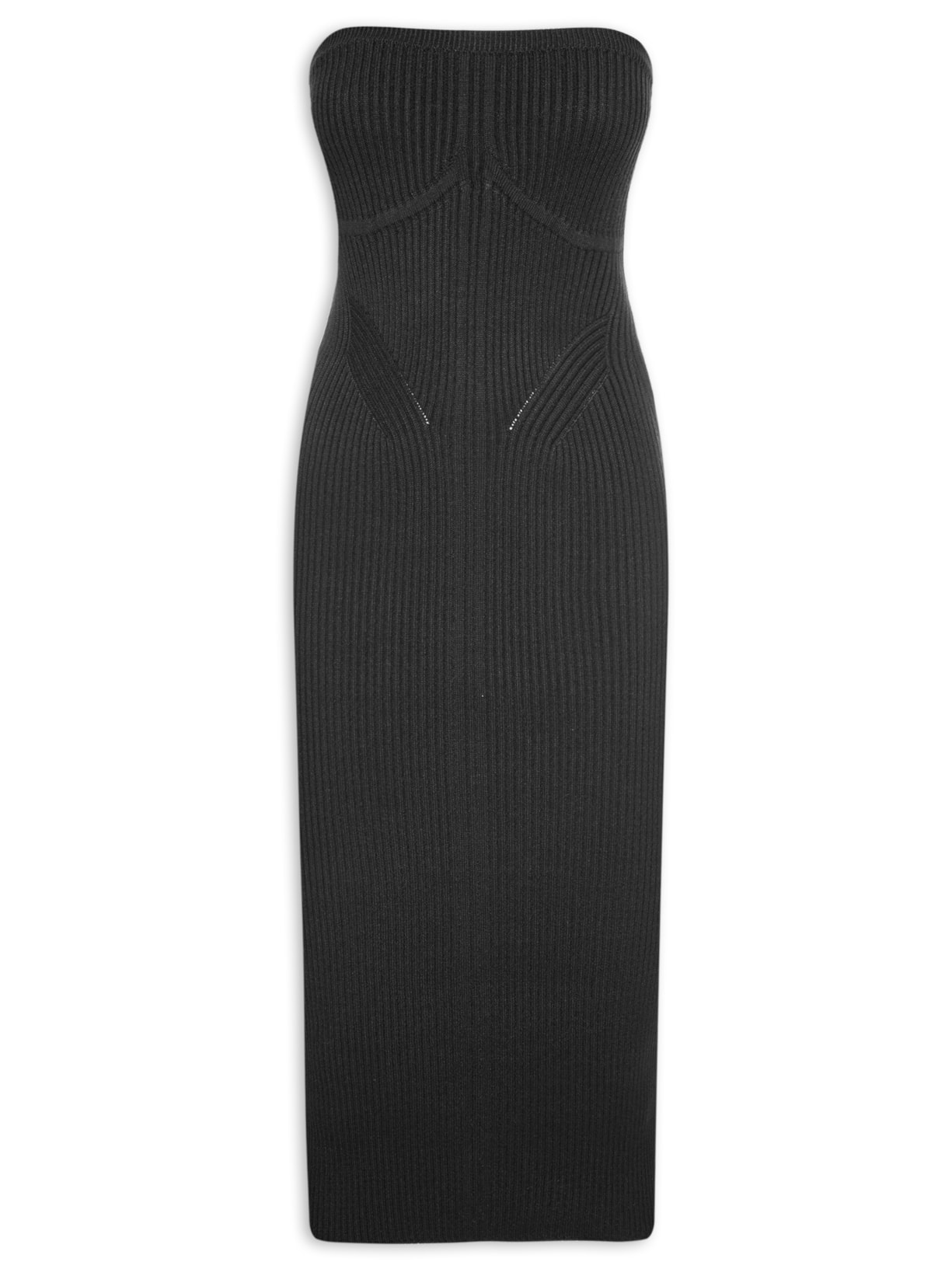 Vestido Tricot Midi Sem Alça - Preto