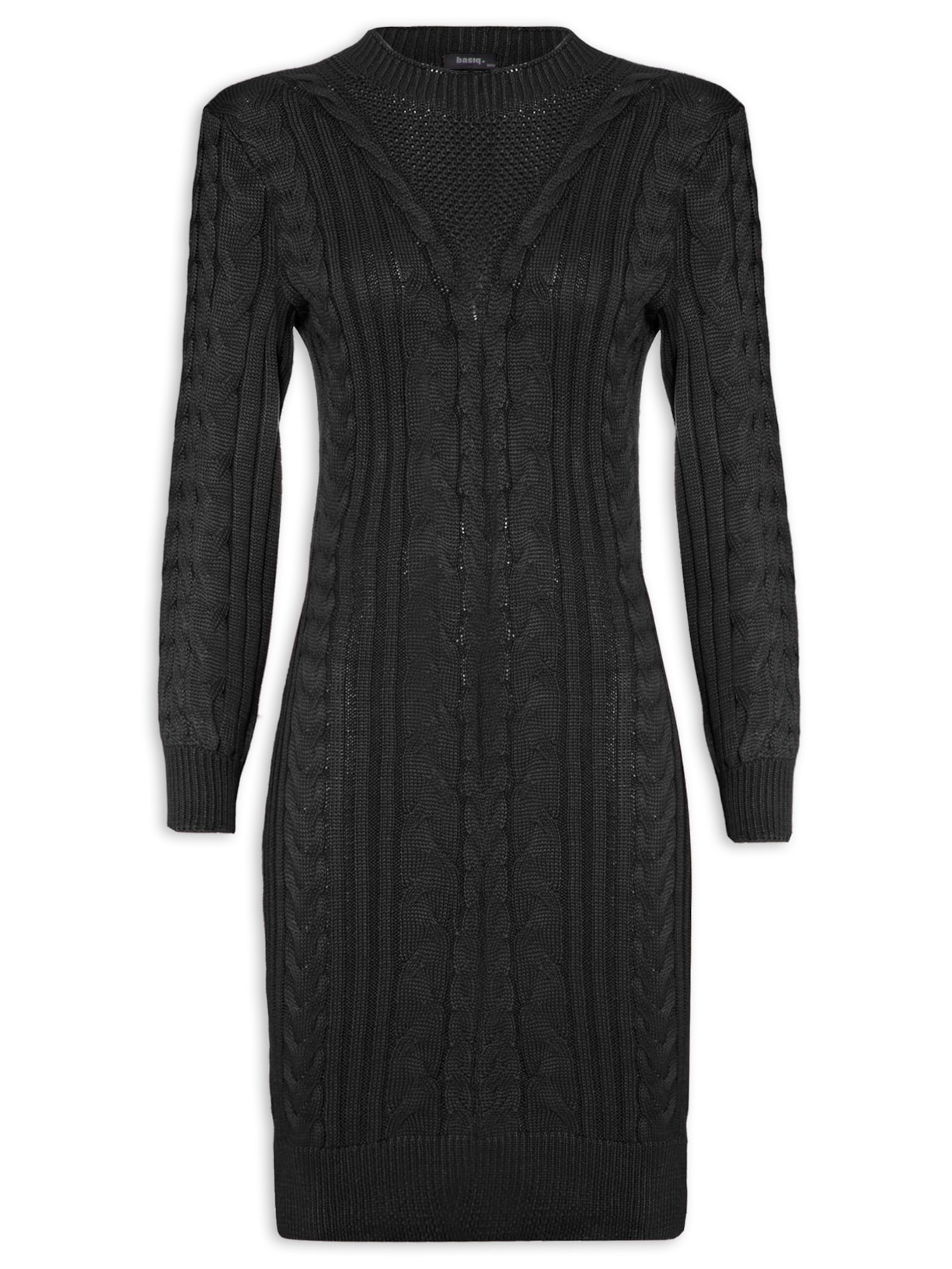 Vestido Tricot Midi Texturizado - Preto