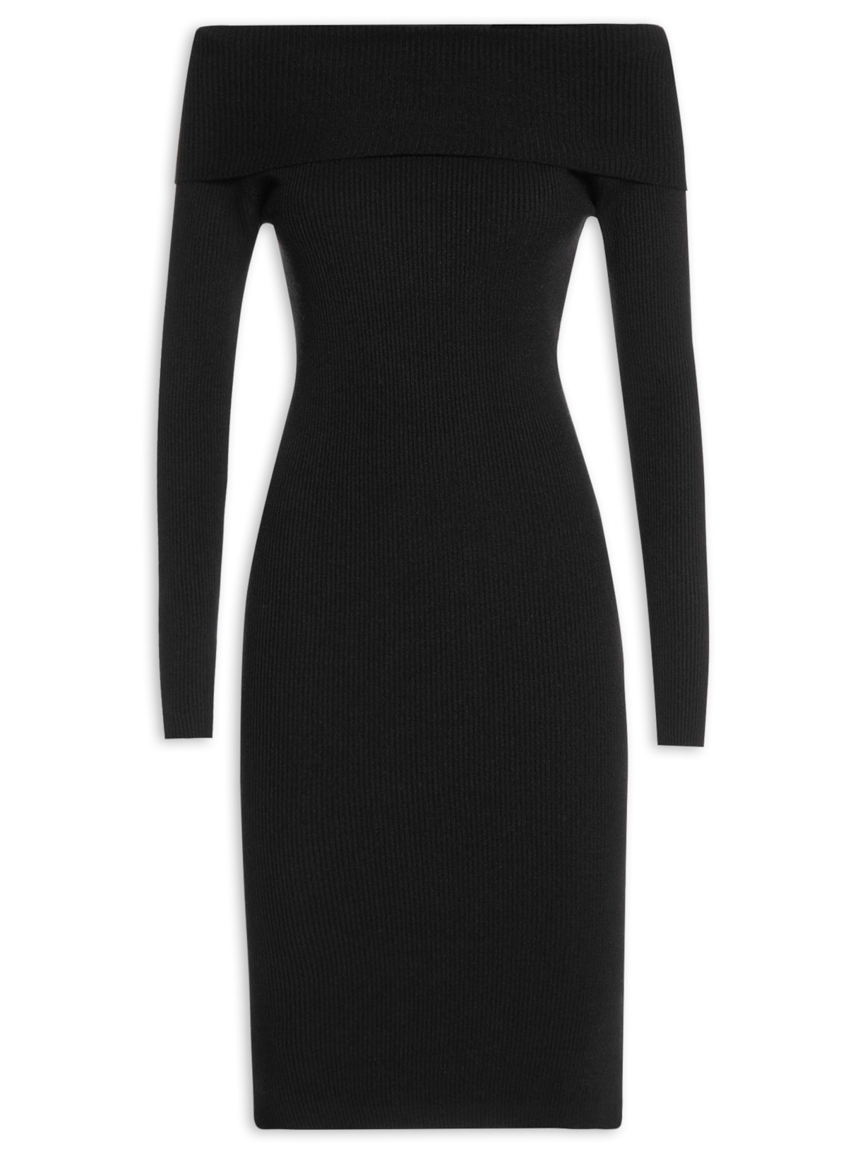 Vestido Tricot Ombro a Ombro - Preto