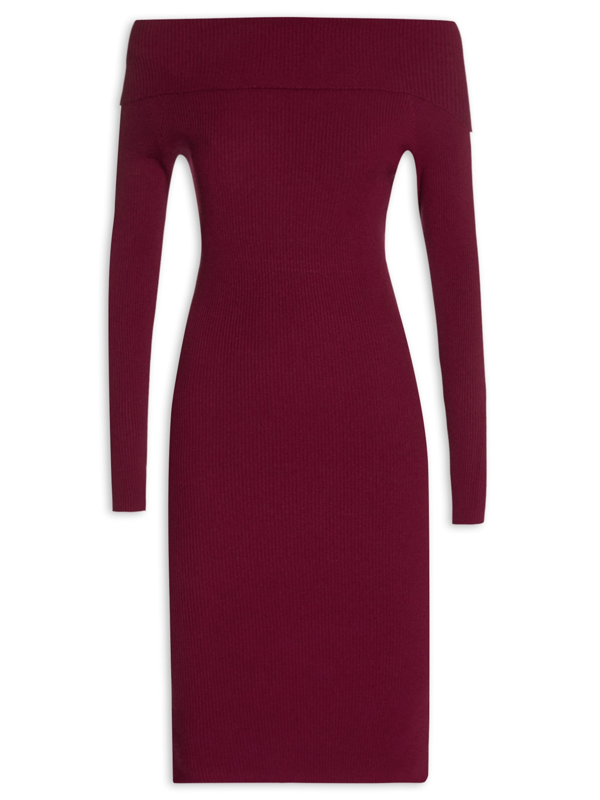 Vestido Tricot Ombro a Ombro - Vinho
