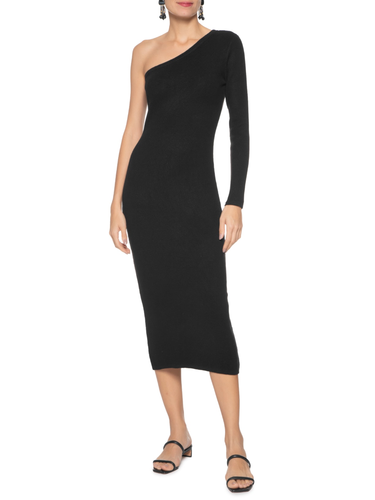 Vestido Tricot Ombro Só Preto Dress To