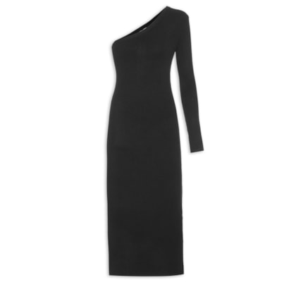 Vestido Tricot Ombro Só - Preto