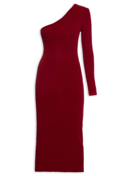 Vestido Tricot Ombro Só - Vermelho