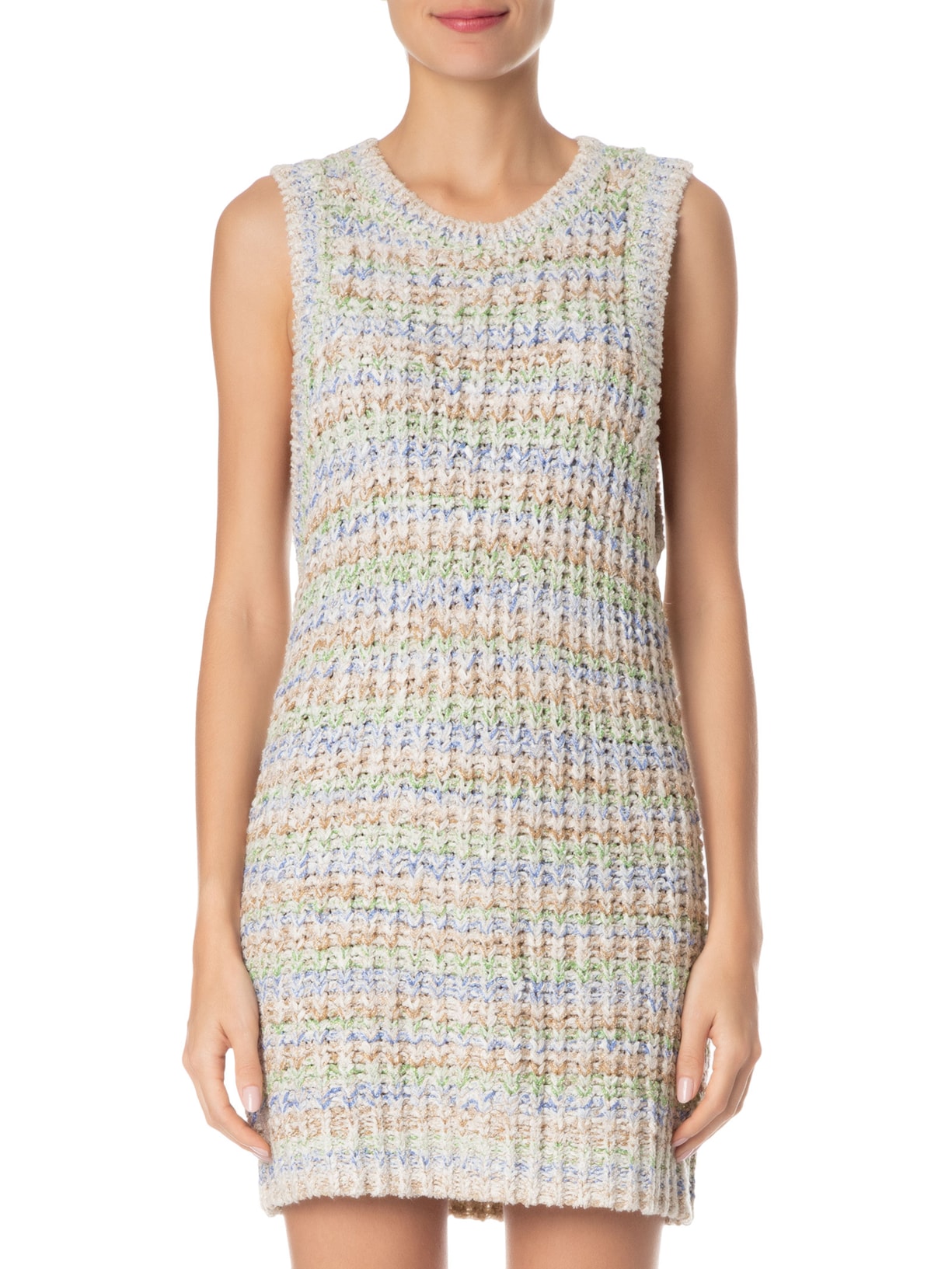 Vestido Tricot Ponto Multicolor Off White Animale