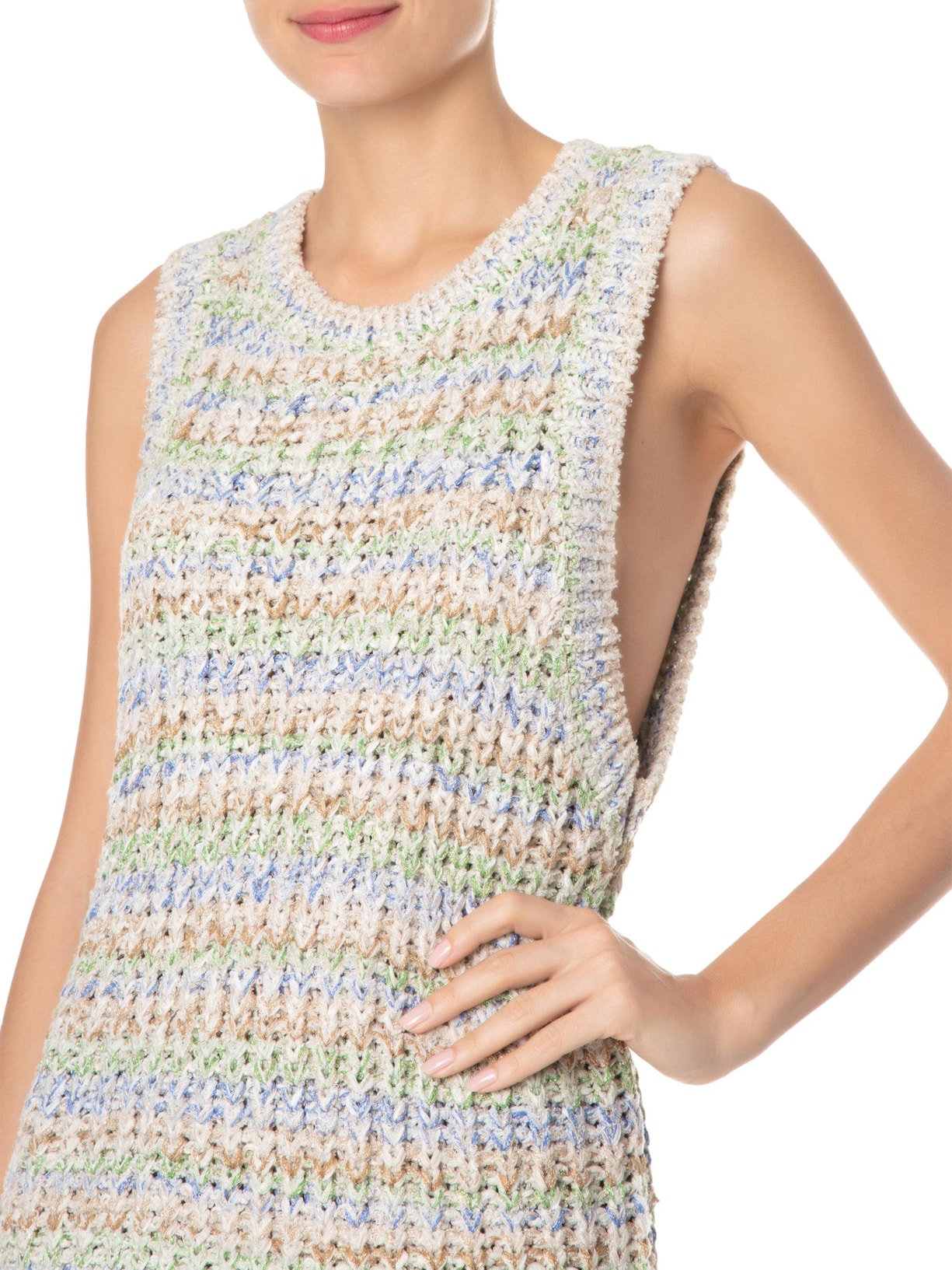 Vestido Tricot Ponto Multicolor Off White Animale