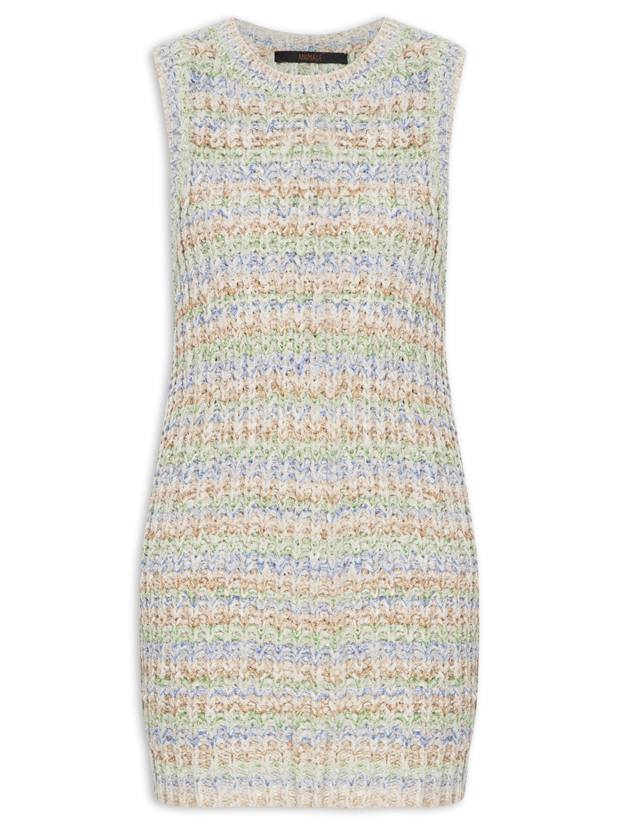 Vestido Tricot Ponto Multicolor Off White Animale